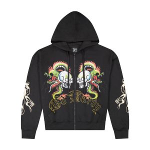 Dragon Skulls Boxy Zip Hoodie