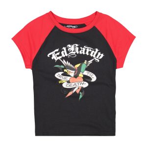 True Eagle Raglan Cap Sleeve Tee - Black/Red