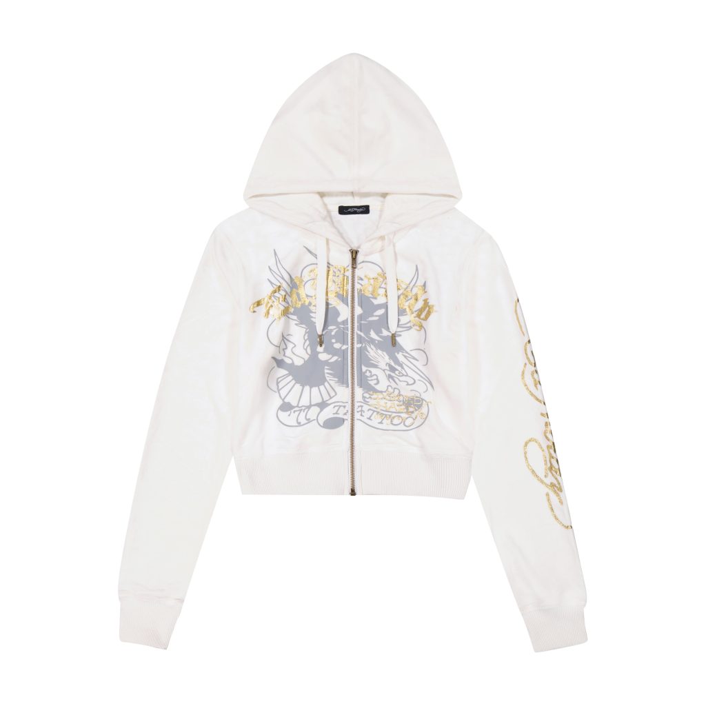 Tiger Crown Velour Zip Front Hoodie