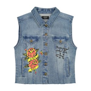 LKS Skull Trucker Denim Vest